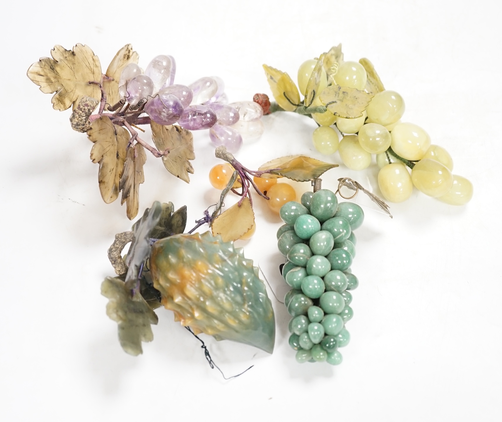 A group of Chinese hardstone ‘fruit’ carvings. Condition - fair
